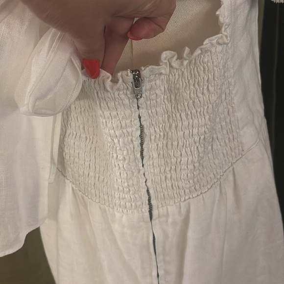 Reformation 100% linen Elegant White Puff Sleeve midi Dress, US12 - Picture 10 of 12